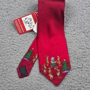 J. Garcia Christmas Silk Tie Mens OS Red Reindeer Guitarist Collection 32 NWT